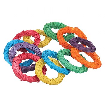 Coloured Willow Rings Woven Chew Toy for Parrots Pack of 12