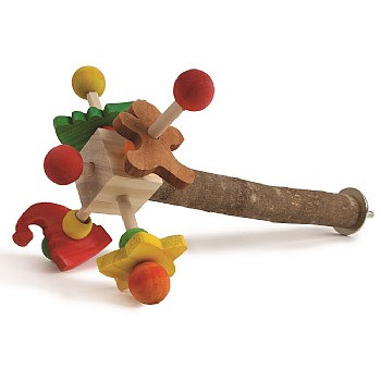 Festive Wooden Twirler Perch Parrot Toy