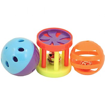 Roll and Ring Foot Toys for Parrots Pack of 3