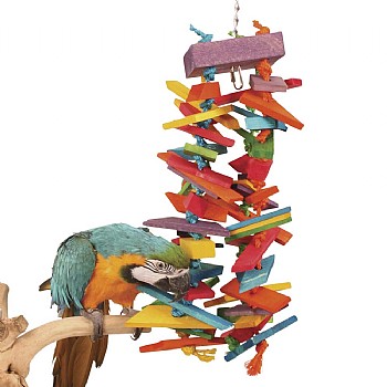 Rainbow Tower Wood and Rope Parrot Toy