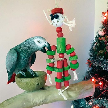 Father Christmas Wood and Rope Parrot Toy