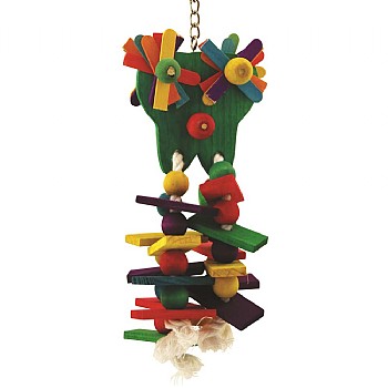 Starry Eyed Wood & Rope Parrot Toy