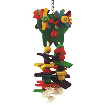 Starry Eyed Wood and Rope Parrot Toy