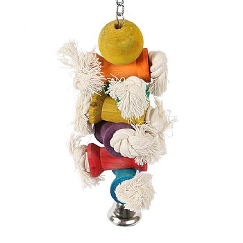 Northern_Parrots Spool Stacker Wood & Rope Parrot Toy