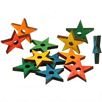 Zoo-Max Coloured Pine Wood Stars - Parrot Toy Parts - Pack of 12