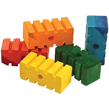 Coloured Chunky Groovy Blocks - Parrot Toy Parts - Pack of 5