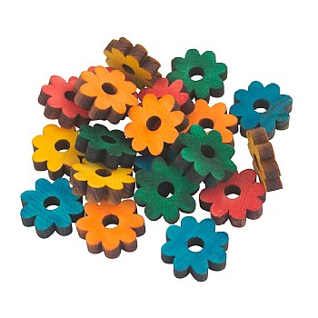 Coloured Pine Wood Daisies - Parrot Toy Parts  - 20 Pack