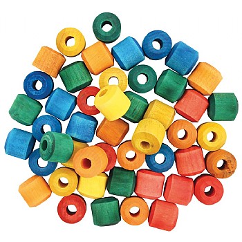 Zoo-Max Coloured Wood Barrel Beads - Pack of 48