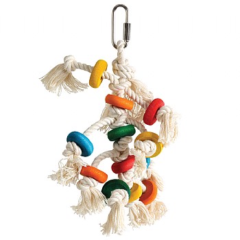 Zoo-Max Disc Stacker Wood & Rope Parrot Toy