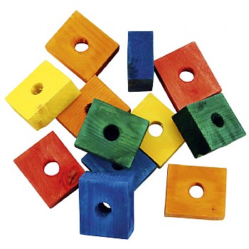 Coloured Wood Blocks - Parrot Toy Parts - Pack of 12