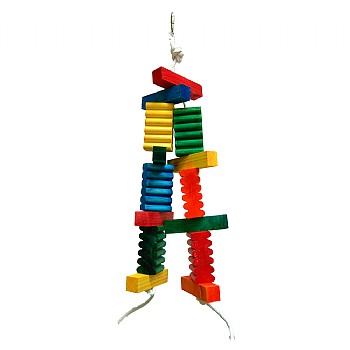 Twin Wavy Blocks Stacker Parrot Toy