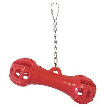 Paradise_Toys Giggly Dumbbell Rubber Foraging Parrot Toy