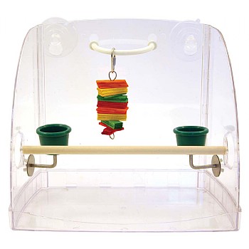 Window Perch & Parrot Play Centre with Feeding Cups