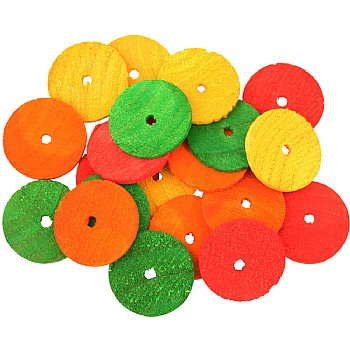 Colourful Wooden Wheels Small - Parrot Toy Parts - 20 Pack