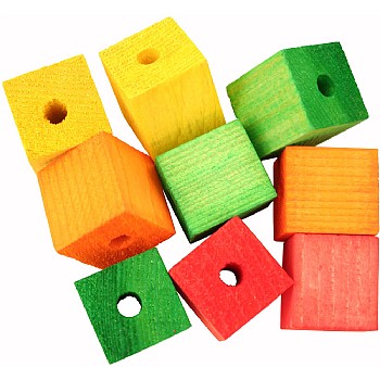 Colourful Wooden Cubes - Large - Pack of 9
