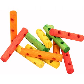 Colourful Wood Drilled Dowels Parrot Toy Parts Pack of 16