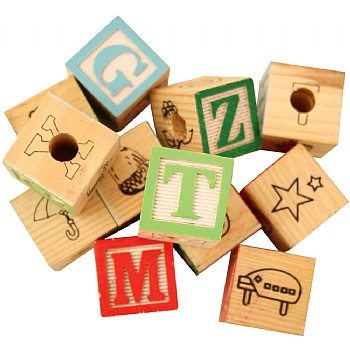 Colourful Wood ABC Blocks - Large - Parrot Toy Parts -12s