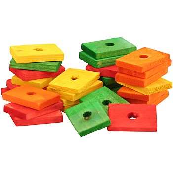 Colourful Wooden Slats Medium - Parrot Toy Parts - 29 Pack
