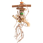 Wood Roll & Leather Knots Stacker Parrot Toy