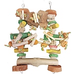 Coffee Wood Swing and Play Parrot Toy Small