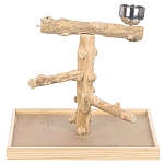 Coffee Wood Table Top Parrot Stand Medium