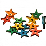 Coloured Pine Wood Stars - Parrot Toy Parts - Pack of 12