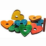 Coloured Pine Wood Hearts -  Parrot Toy Parts - 10 Pack