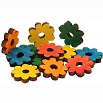 Coloured Pine Wood Daisies - Parrot Toy Parts - 12 Pack