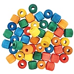 Coloured Wood Barrel Beads - Pack of 48