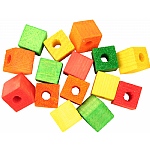 Colourful Wooden Cubes - Small - Parrot Toy Parts - 15 Pack