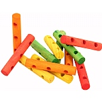 Colourful Wood Drilled Dowels - Parrot Toy Parts - 16 Pack